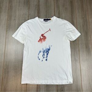 Polo Ralph Lauren T-Shirt XS Big Pony USA Red White Blue Patriotic July 4th Flaw